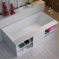 Preview: Rubicer New Line Design-Badewanne mit Reglablage Bücherregal Steinstaub/Kunstharz