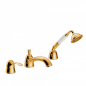 Preview: Tres-Clasic Badewannen-Armatur Wannenrand mit Handbrause 24214501 Chrom/Stahl/Gold/Messing, exklusives Design für Ihr Badezimmer