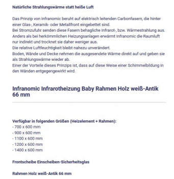 Baby Infrarot-Heizelement von Infranomic