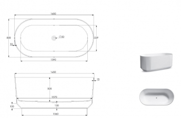 Badewanne bloom basin 1650 x 800 mm aus Dadoquartz von Jee-O