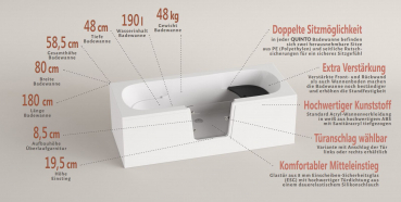 Börsting Quinto Badewanne mit Tür barrierefrei niedriger Einstieg, weiß