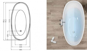 Börsting Ariane Oval-Acrylbadewanne freistehende Ovalbadewanne