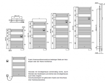 Bemm Ares RFD EK Elektro-Badheizkörper Funkthermostat Handtuchheizkörper weiß