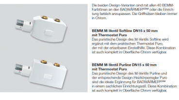 Bemm M-Ventil Purline Softline Thermostatventil 50 mm Nabenabstand