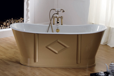 Bleu Provence Charme freistehende Badewanne aus Gusseisen mit exklusiver Außenseite, Design für Ihr Traumbad