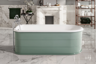 Bleu Provence Fashion freistehende Badewanne aus Gusseisen mit exklusiver Außenseite, Design für Ihr Traumbad