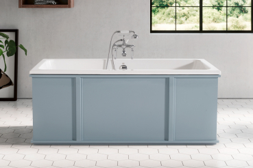 Bleu Provence Industrial freistehende Badewanne aus Gusseisen mit exklusiver Außenseite, Design für Ihr Traumbad