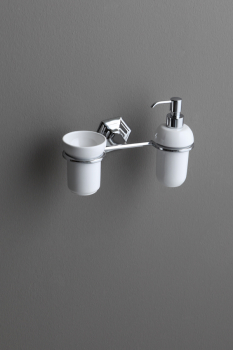 Bleu Provence Lux Keramik Seifenspender und Becher zur Wandmontage, Retro-Design für Ihr Traumbad