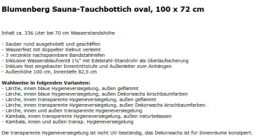 Blumenberg Sauna-Tauchbottich Tauchbecken oval
