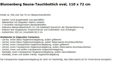 Blumenberg Sauna-Tauchbottich Tauchbecken oval