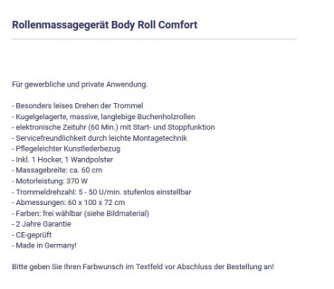 Body Roll Comfort Rollenmassage-Gerät mit Buchenholzrollen