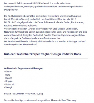 Book Elektroheizkörper Designheizkörper von Rubicer