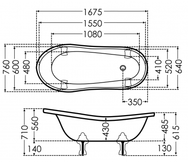 Börsting Nostalgie-Badewanne Mineralguss Marie groß 30100b freistehend, Luxus-Design für Ihr Traumbad