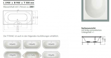 Börsting Rechteckwanne Titanic 1900 Acryl-Badewanne mit optionalem Whirlpool, modernes Design für Ihr Traumbad