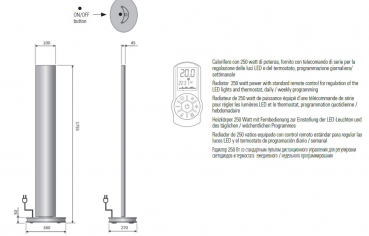 Caleido Designheizkörper Stilus single exklusiver Elektro-Standheizkörper mit LED-Beleuchtung