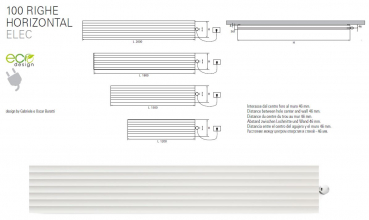 Caleido elektrischer Designheizkörper Righe 100 horizontal exklusiver Elektroheizkörper