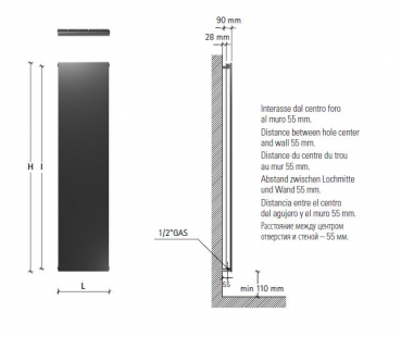 Caleido Ice gold finish double vertical Designheizkörper