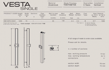 Carisa Vesta Single Bath Bad-Designheizkörper Aluminiumheizkörper