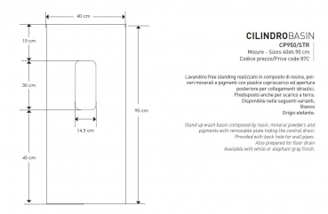 Cipi Cilindro Stand-Waschbecken Säulenwaschbecken