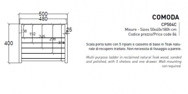 Cipi Comoda Scala Mehrzweckleiter, Regal aus Teak-Holz