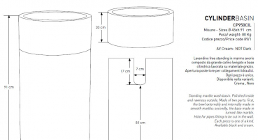 Cipi Cylinder eklusives Stand-Waschbecken aus Marmor