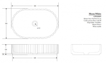 Cipi Moon White Aufsatzwaschbecken oval aus Marmor