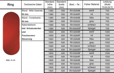 Ring Glasheizkörper Elektroheizkörper Designheizkörper von Corpotherma