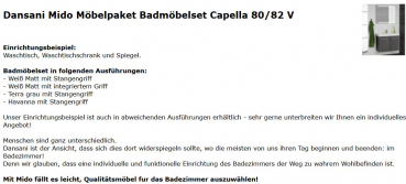 Dansani Capella Mido Badmöbelset 80/82 mit 2 Türen und Spiegel