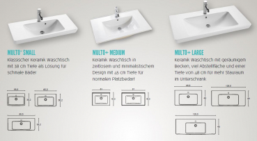 Dansani Badmöbelset Scanbad Multo+ Small mit Waschtisch Lotto 65 cm und Spiegelschrank, modernes Design für Ihr Traumbad