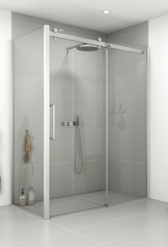 Dansani XXL Dusche Großraumdusche Schiebetür Duschtür Deluxe 120 - 160 cm mit Seitenwand, modernes Design für Ihr Traumbad