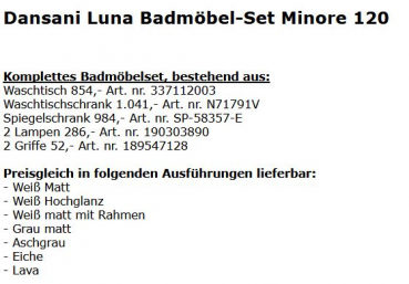 Dansani Luna Badmöbelset Minore 120