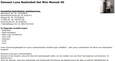 Mini Menuet 60 Badmöbelset Dansani Luna
