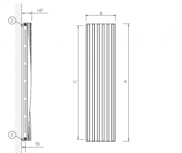 Deltacalor Harp vertical double Designheizkörper Raumheizkörper