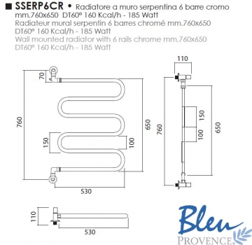 Bleu Provence Designheizkörper Badheizkörper Handtuchheizkörper ERP6, Retro-Design für Ihr Traumbad