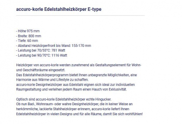 Edelstahl-Heizkörper E-type von accuro-korle Design