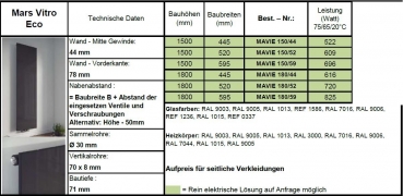 Eucotherm Mars Vitro Eco mit Glasabdeckung Raumheizkörper Designheizkörper