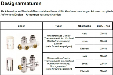 Eucotherm Thermostatventile Ventilsets Anschlussarmaturen