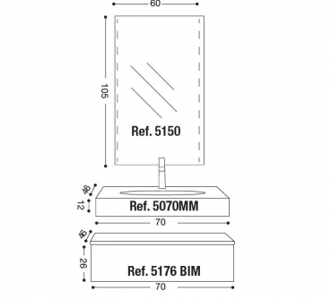 Box Badmöbelset 5|70+70 cm von Euro Bagno