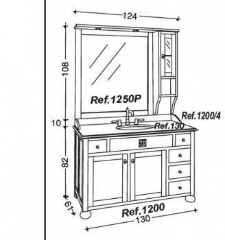 Ricordi Badmöbelset 25|130 cm Walnuss/Weiß antik von Euro Bagno