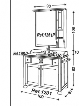 Ricordi Badmöbelset 26|100 cm Walnuss/Weiß antik von Euro Bagno