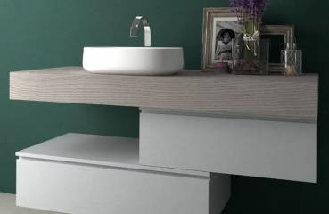 Roma Badmöbelset 7|130 cm Frassino Tinta Grigio von Euro Bagno