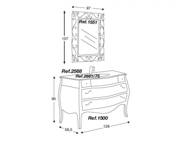 New Baroque Badmöbelset 10 silber von Euro Bagno
