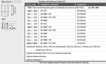 GEO maw flex A-E130/A-E310 Duschkabine Eckeinstieg mit 2 Schwenktüren und 1 Fixteil Eckdusche