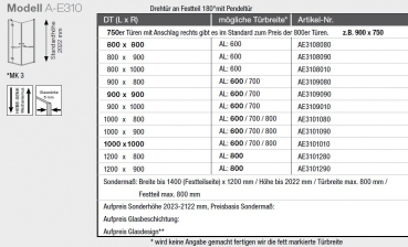 GEO maw flex A-E130/A-E310 Duschkabine Eckeinstieg mit 2 Schwenktüren und 1 Fixteil Eckdusche