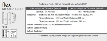 GEO maw flex A-E280820 Eckeinstieg Pendeltür an Festteil und Faltwand an Festteil Eckdusche