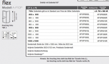 GEO maw flex A-F10P Duschkabine Drehtür / Schwenktür mit Seitenteil Eckdusche Fronteinstieg