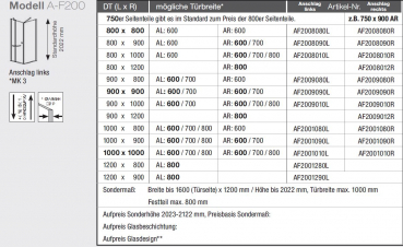 GEO maw flex A-F200 Duschkabine Drehtür / Schwenktür mit Seitenteil Eckdusche Fronteinstieg