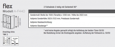 GEO maw flex A-F440 Duschkabine 2 Faltwände mit Seitenteil Eckdusche Fronteinstieg