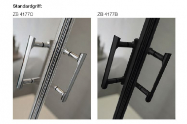 GEO maw Flex Pro AP-F300 Drehtür an Fixteil mit Seitenteil Duschkabine Fronteinstieg in Chromoptik oder Schwarz mit Beschichtung