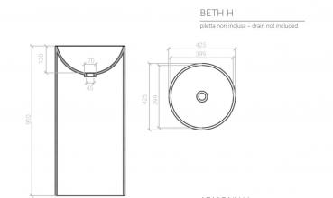 Graziano radiators Waschbecken Beth H aus Acrylstein, italienisches Design für Ihr Traumbad